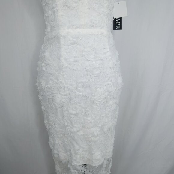Xscape Lace Dress 4 White Midi Bridal Sleeveless - Picture 3 of 12